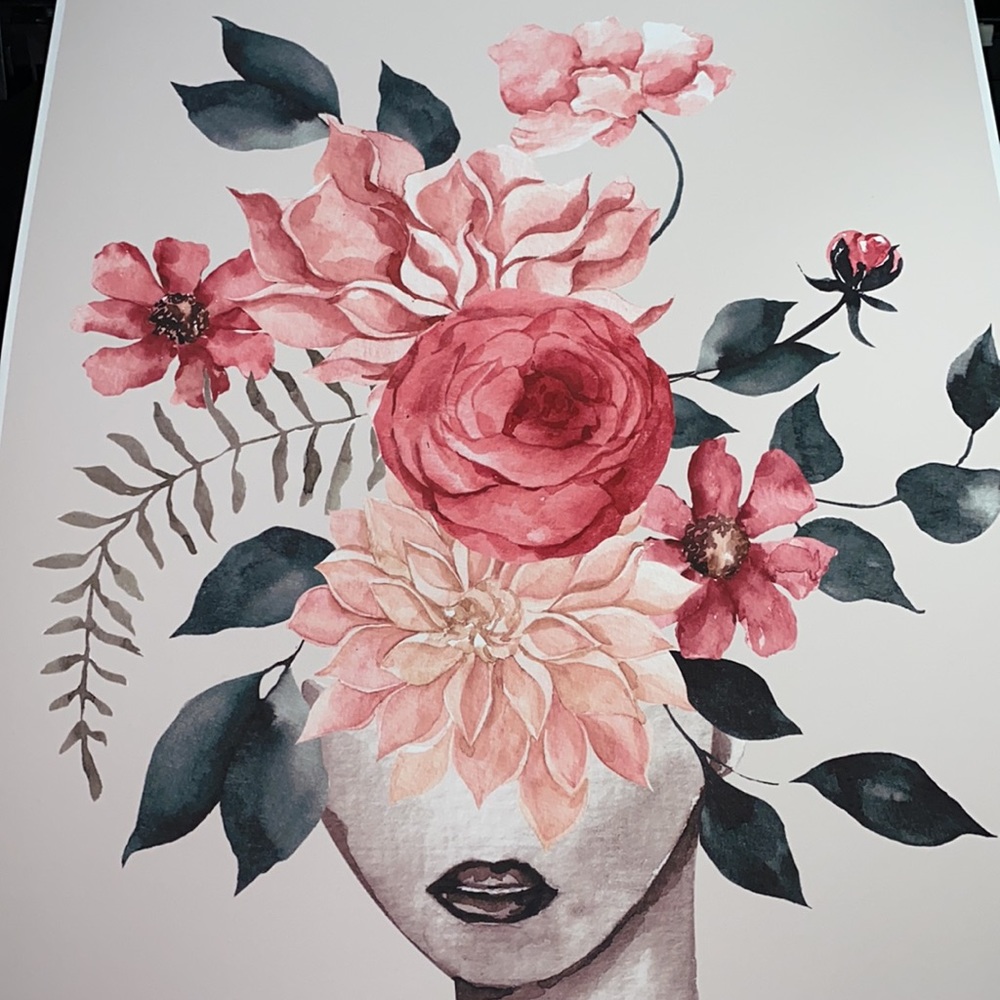Watercolor Floral Woman Portrait Wall Art Illustration Print Poster Unframed - Picture 15 of 17